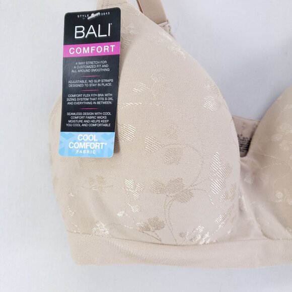 Bali Comfort Revolution Wirefree Bra XL Sand Cool Comfort Fabric Adjustable - Picture 4 of 6
